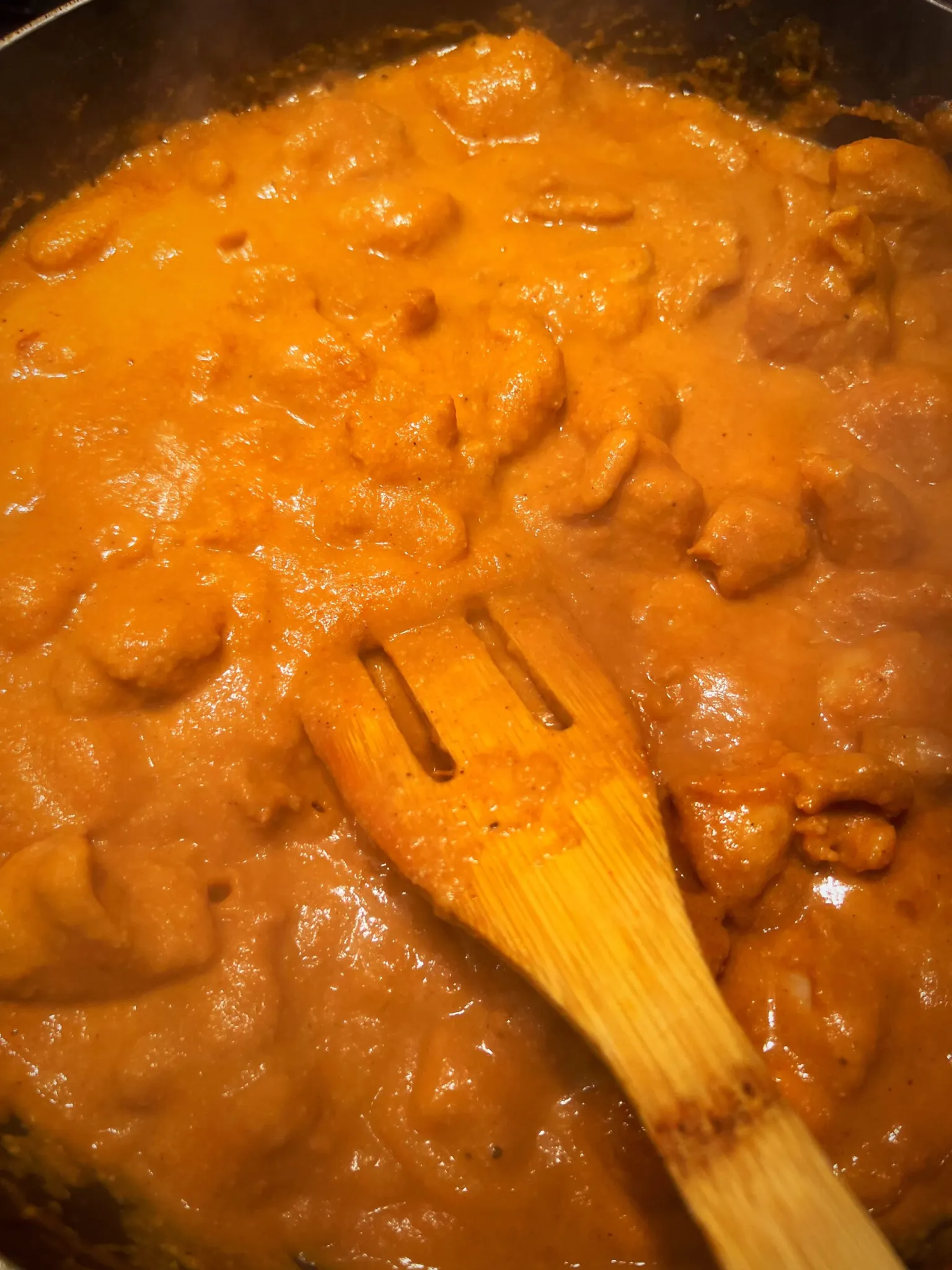 After frying chicken add in the gravy in the pan.